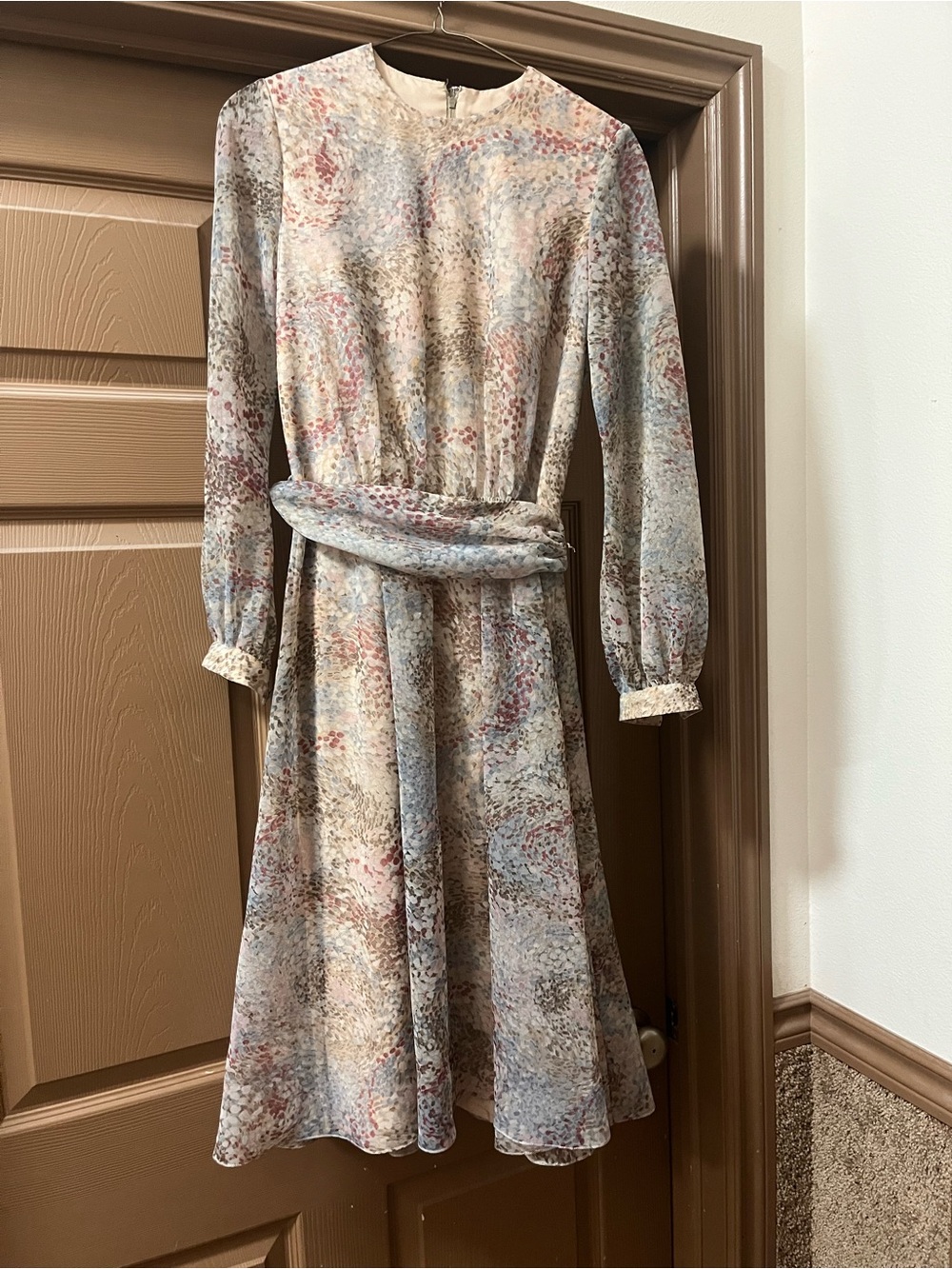 Posh By Jay Anderson vintage Pastel Watercolor Long Sleeve Midi Dress